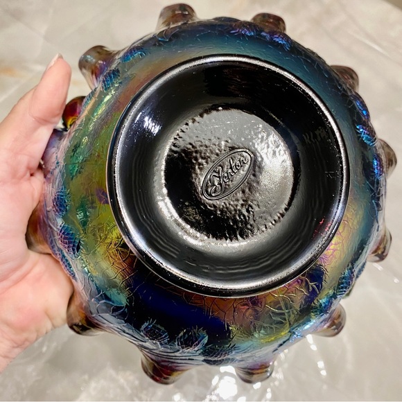 Fenton carnival glass basket with handle - Picture 5 of 7